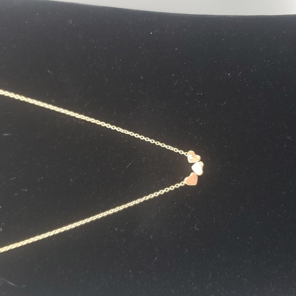 Triple Hearts Charm Adjustable Gold Plated Necklace - Picture 1 of 4